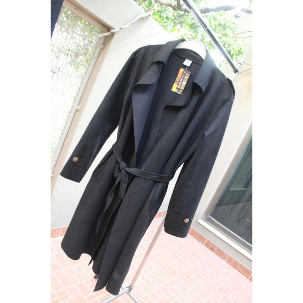 SUEDE LONG COAT BLACK SUEDE LONG COAT BLACK